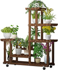 Potting Bench Table,Garden Potting Table, Plant Stand Indoor Tall Plant Rack Display Holder Planter Organizer Garden Plant Shelf Rack Holder in Corner Living Room Balcony Patio Yard, Brown