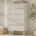 LYNSOM Fluted 5 Drawers Dresser, 45' Tall Modern Chest of Drawers with Curved Profile Design and Metal Handle, Wood Drawer Organizer for Bedroom, Living Room, Hallway, Entryway, White