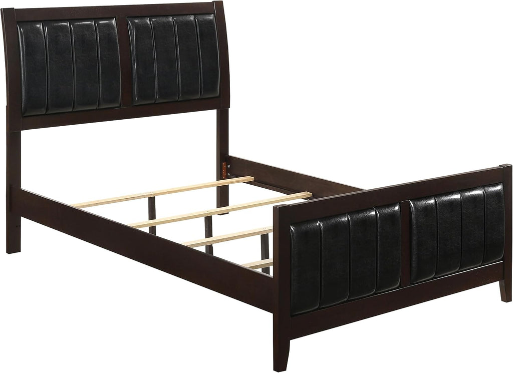 Coaster Home Furnishings Carlton Contemporary 4-Piece Bedroom Set Leatherette Upholstered Full Size Panel Bed Frame 51-inch Headboard Cappuccino 202091F-S4