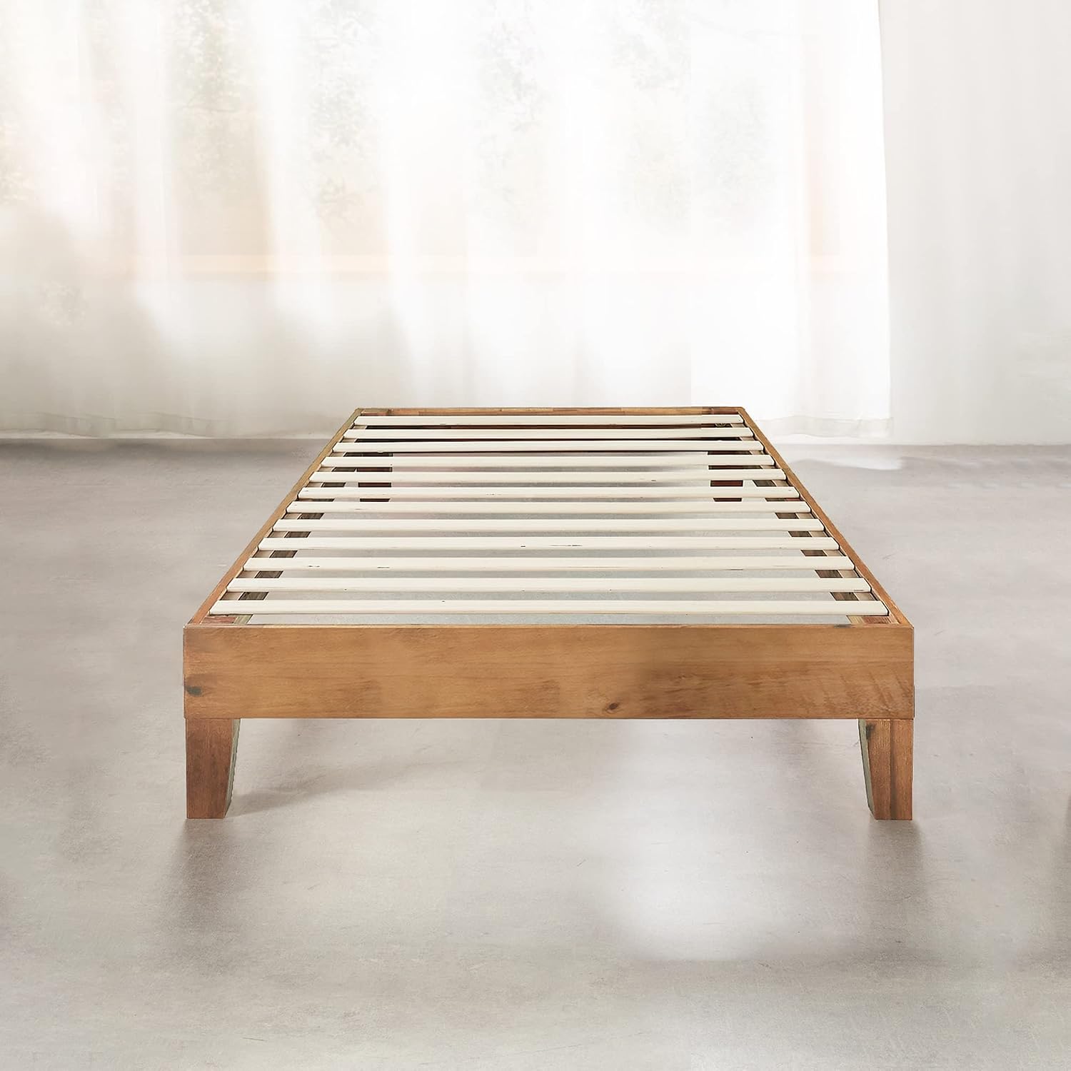 Mellow Naturalista Grand - 12 Inch Solid Wood Platform Bed with Wooden Slats - No Box Spring Needed - Twin (Natural Pine)