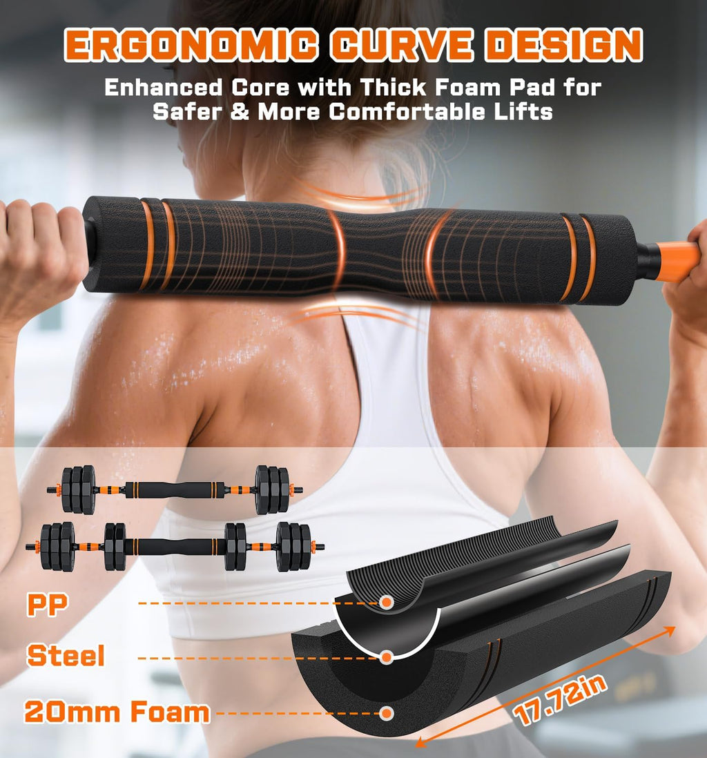 5-in-1 Adjustable Dumbbell Set, 33/44/66/88lbs Free Weights Set with Connector, Used as Kettlebells, Barbell, Push up Stand, Standard 1' Plates, Fitness Exercises for Home Gym Suitable Women/Men