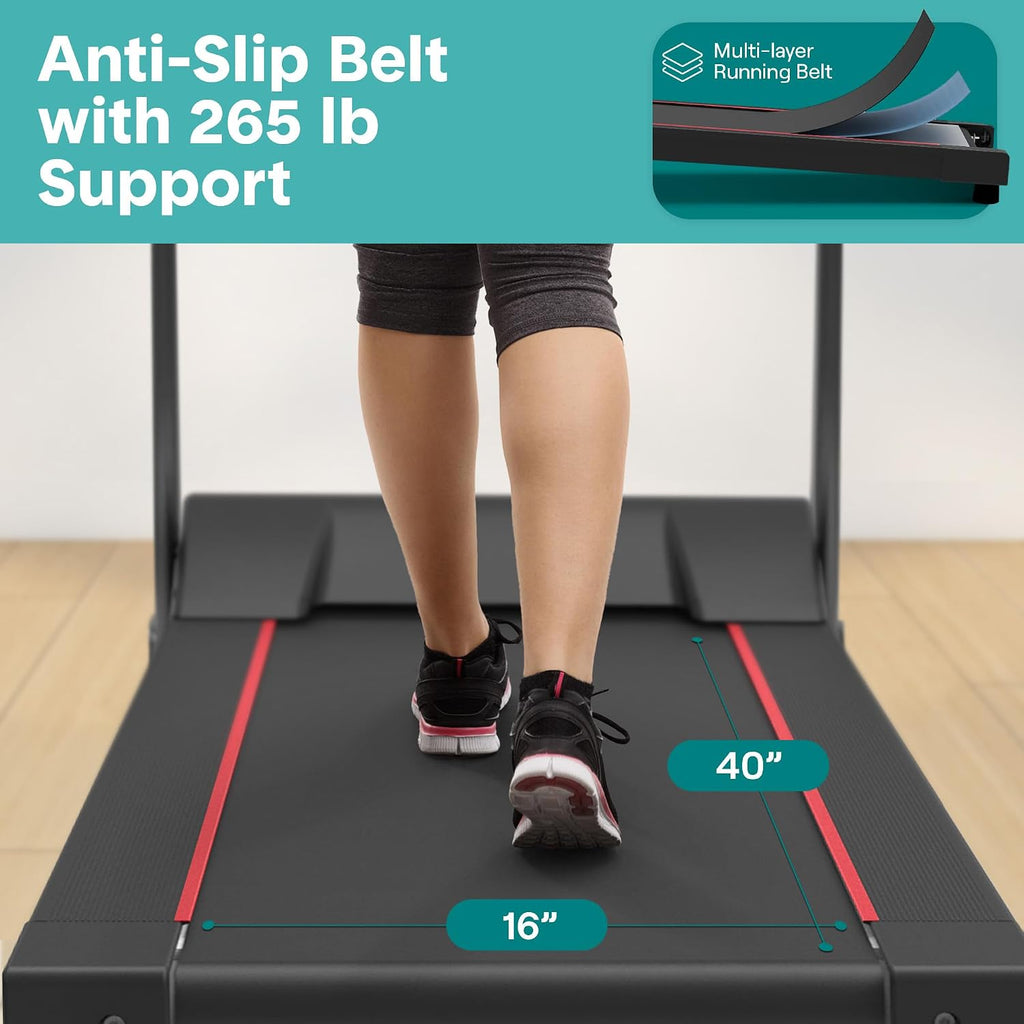 SereneLife Electric Folding Treadmill Exercise Machine - Smart Compact Digital Workout Fitness Trainer w/Bluetooth App Sync, Manual Incline Adjustment, for Walking, Running, Gym