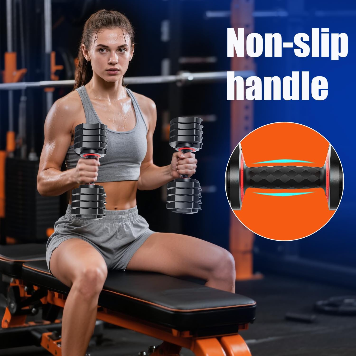 LEEKEY Adjustable Dumbbells, Dumbbells with Anti-Slip Handle for Exercise & Fitness Fast Adjust Weight, Innovative Workout Equipment, Dumbbell Set Adjustable Weight
