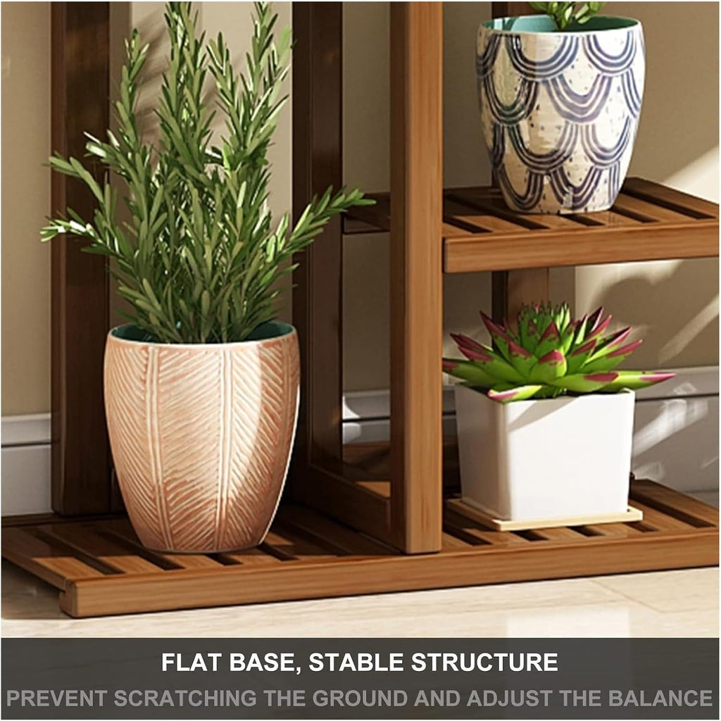 Potting Bench Table,Garden Potting Table, Plant Stand Indoor Outdoor 6 Tiers Large Plant Rack Plant Holder Multifunctional Plants Shelves for Patio Garden Living Room Balcony Bedroom, Brown