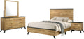Benzara Wemy 4 Piece Full Size Bed Set, Rustic Brown Pine Wood, Tapered Legs