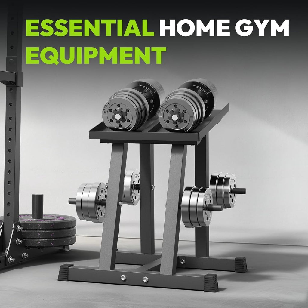 HANDBODE Dumbbell Rack, Adjustable Dumbbell Stand with 1 inch Plate Tree, Weight Rack with 500 LBS Capacity, Dumbbell Stand Holder for Adjustable Dumbbell Set, Compact Space-Saving Design for Home Gym