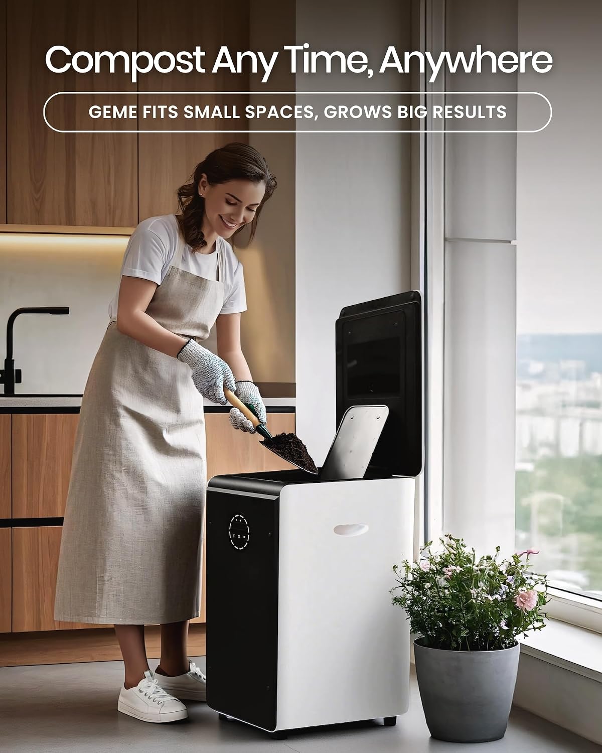 GEME Smart 19L Electric Composter for Kitchen, Filter No Need to Change, Real Compost, Not Dehydration Tec, Add Waste Anytime Bio Compost Machine, Electric Compost Bin Indoor Odorless Quiet