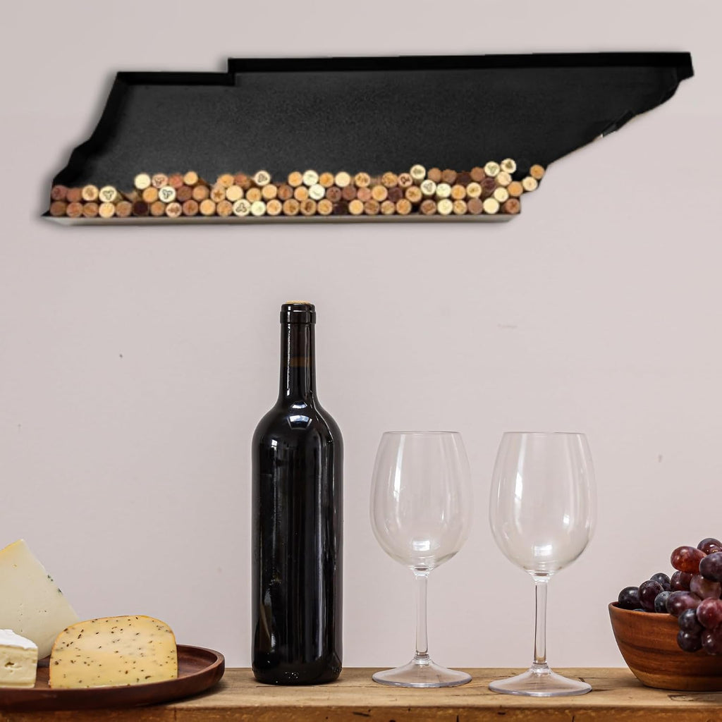 NEONSIGN Tennessee State Map Wine Cork Holder Metal Tennessee Decor Sign Wine Bar Pub Home Decoration (Black, 18 inch)