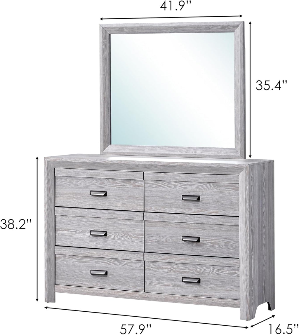 Drift Wood Grey Finish 3pc Full Size Panel Bed Set Wooden Bedroom Furniture Contemporary