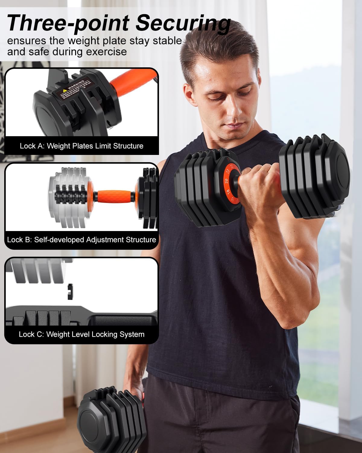 Adjustable Dumbbell Set, 10-in-1 25LB/55LB Ajustable Dumbbells with Safe Locking System, Enclosed Storage Tray, 1 Sec Fast Adjustment, Comfortable Non-Slip Textured Grip, Suitable for Home Gym Workouts Men and Women