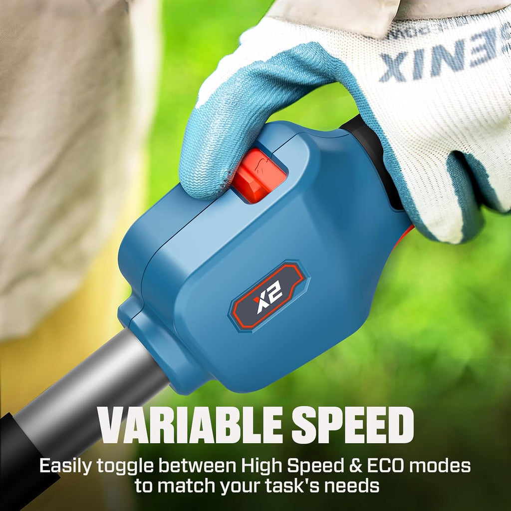 SENIX 20V 15' Weed Wacker, String Trimmer w/5.0Ah Battery & 2A Charger, Variable Speed, Brushless Motor, Lightweight 6.6lbs (GTX2-M3)