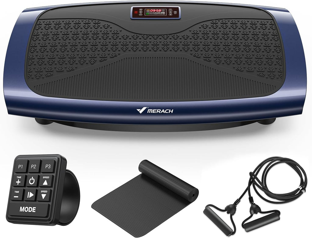 MERACH Vibration Plate Exercise Machine, 3D & 4D Vibration Plate for Lymphatic Drainage Weight Loss with 2 Tension Ropes, Whole Body Vibration Platform for Women Men, Exercise Equipment for Home