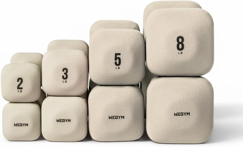 WeGym SafeGrip Square Dumbbells with Anti Slip Handles, Aesthetic Free Weights for Home Workouts, Stable Design Prevents Rolling during Floor Exercises - Set
