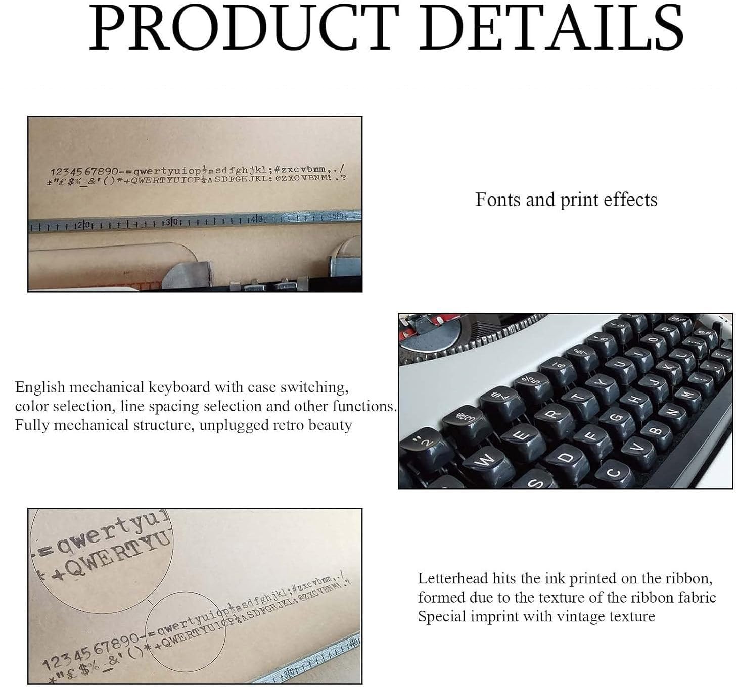 Classic Portable Manual Typewriter, Typewriter Model, Typewriter Model, Old Fashioned Retro Literary Present Normal Use, Easy Setup, Great Present for Writers and Authors - Great for Writers,White