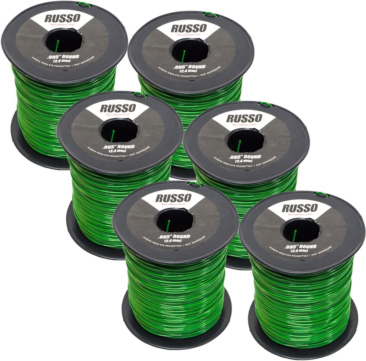 RUSSO 6 Pack 095 Round 5lb Commercial String Trimmer Line Compatible with Echo Stihl RedMax Trimmers