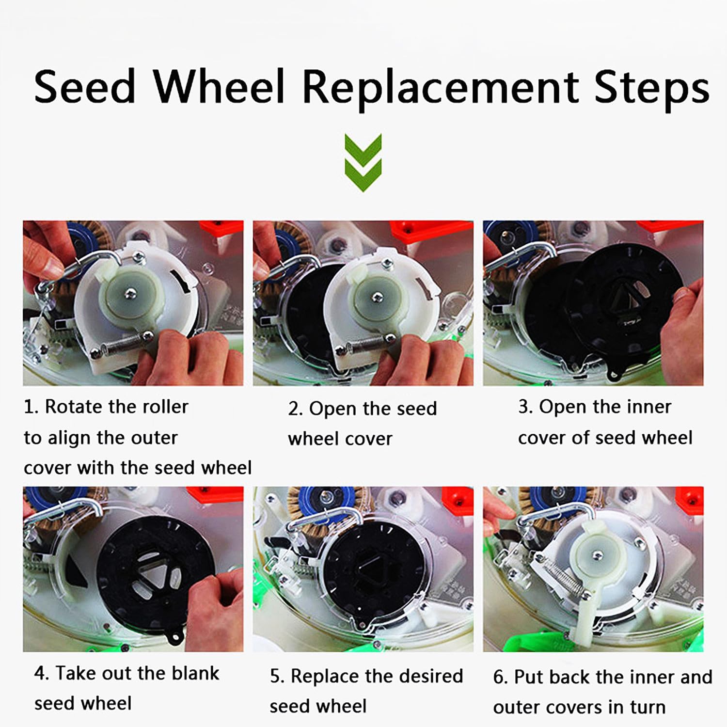 Hand-Push Roller Seeder, Manual Seeder Machine & Fertilizer Applicator, Planting Depth 3.5-7.8cm, Precision Manual Seed Planter for Corn Peanut Soy and Outdoor Lawns Garden,6 nozzles(