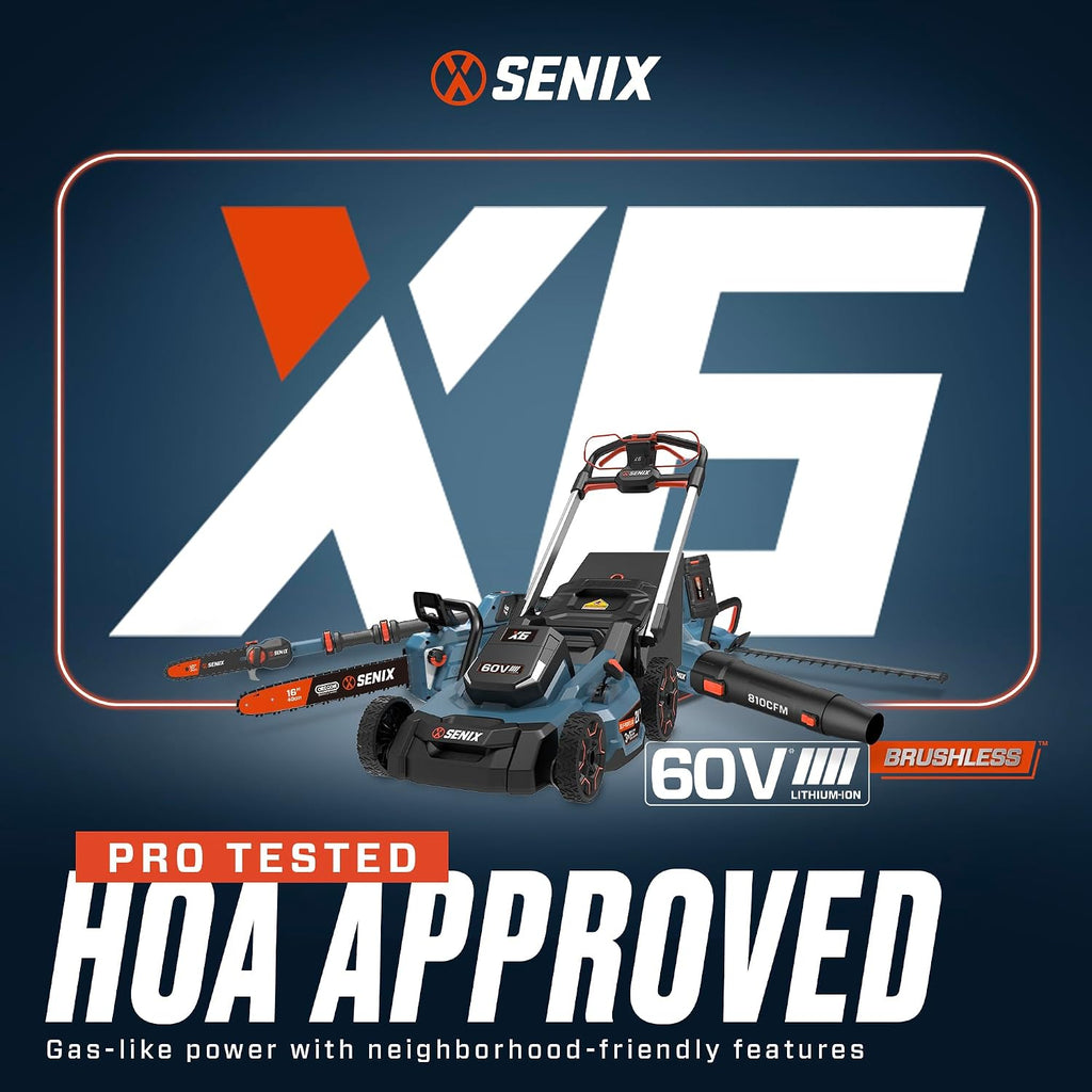 SENIX X6 60 Volt Max* 4 Ah Lithium-ion Battery 60 Volt Max* Cordless Lawn and Garden Tools, Fade-Free, Battery Indicator Lights (B40X6)