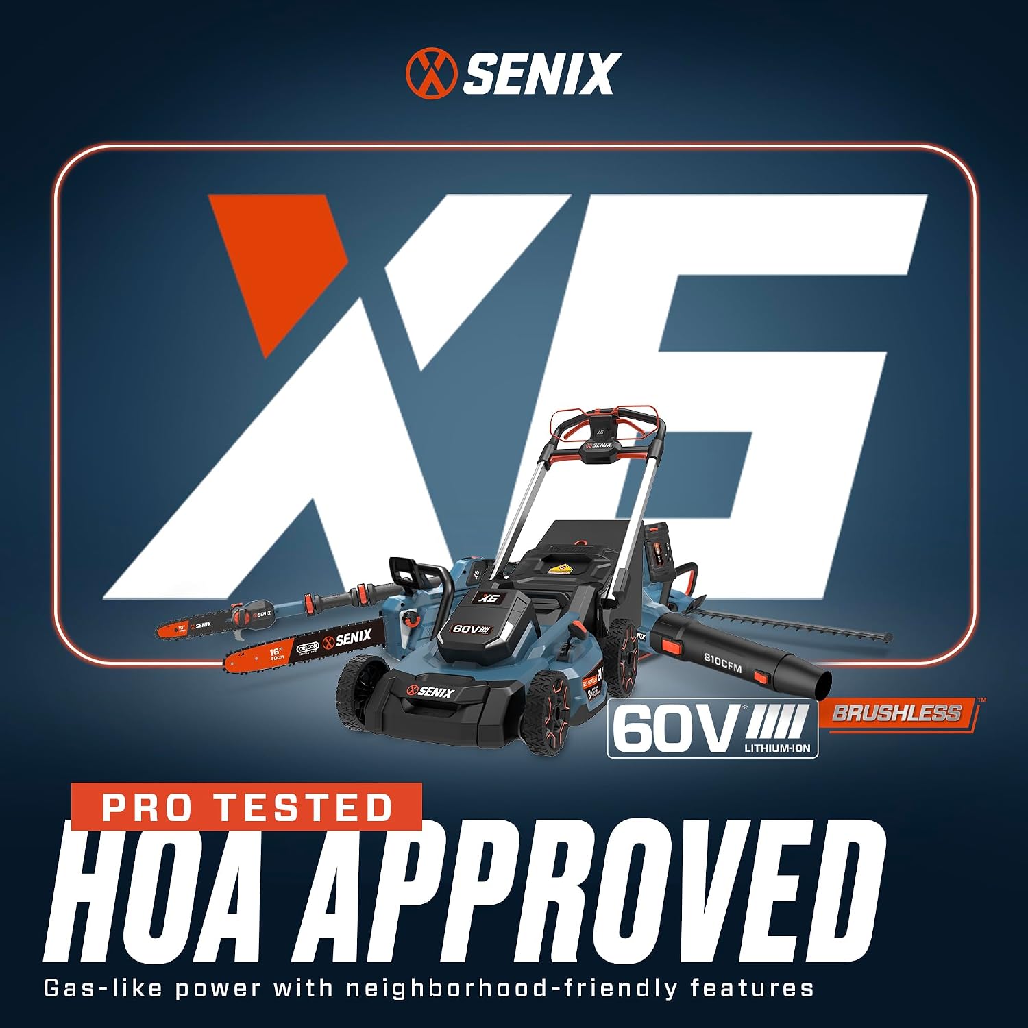 SENIX X6 60 Volt Max* 4 Ah Lithium-ion Battery 60 Volt Max* Cordless Lawn and Garden Tools, Fade-Free, Battery Indicator Lights (B40X6)