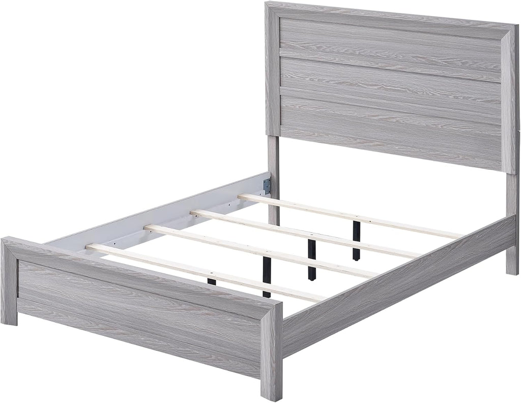 Drift Wood Grey Finish 3pc Full Size Panel Bed Set Wooden Bedroom Furniture Contemporary