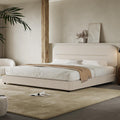HOMBCK King Size Bed Frame, Upholstered Boucle Bed Frame King with Headboard, Soft Cloud Bed Frames with Thickened Footboard, Rounded Corners, No Box Spring Required, Easy Assembly, Cream