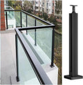 Black Glass Deck Railing Square Post for Outdoor Handrails/Balustrade Kits, Stainless Steel Glass Fence Pole for Balcony/Patio Stairs Fencing/Glass Panels, for 3/8' or 1/2' Thick Glass(End Post,Height