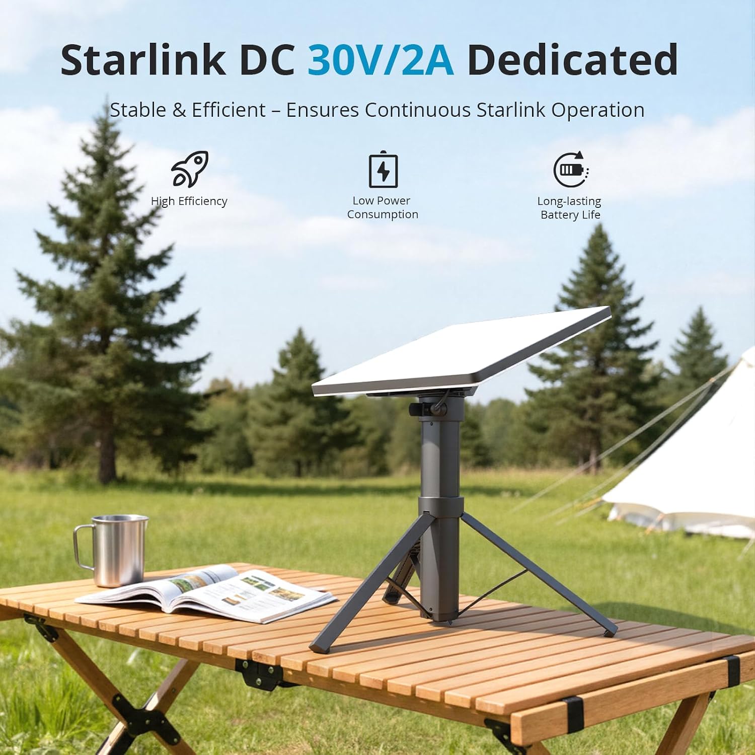 Starlink Mini Battery Pack, 164.25Wh/45,000mAh Power Bank | Up to 6-Hour Runtime of Stable Output, All-in-One Battery & Tripod Stand, IP67 Waterproof for Outdoor & Camping