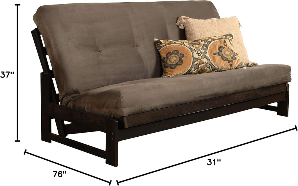 KODIAK FURNITURE Aspen Futon Set with Reclaim Mocha Finish, Suede Gray