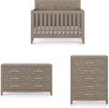 Child Craft Kieran Crib, Double Dresser and Chest Nursery Set, 3-Piece, Includes 4-in-1 Convertible Crib, Dresser and Chest, Grows with Your Baby (Crescent Gray)