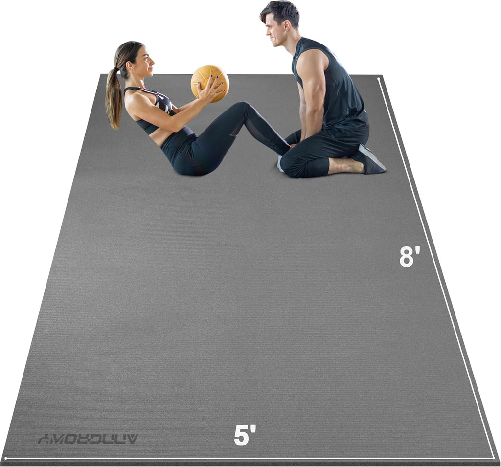Large Exercise Mat 8'x5'|12'x6'|6'x4'|6'x2' Workout Mat for Home Gym Mats Exercise Heavy Duty Gym Flooring Fitness Mat Large Yoga Mat Cardio Mat for Weightlifting, Jump Rope, MMA, Shoe-Friendly