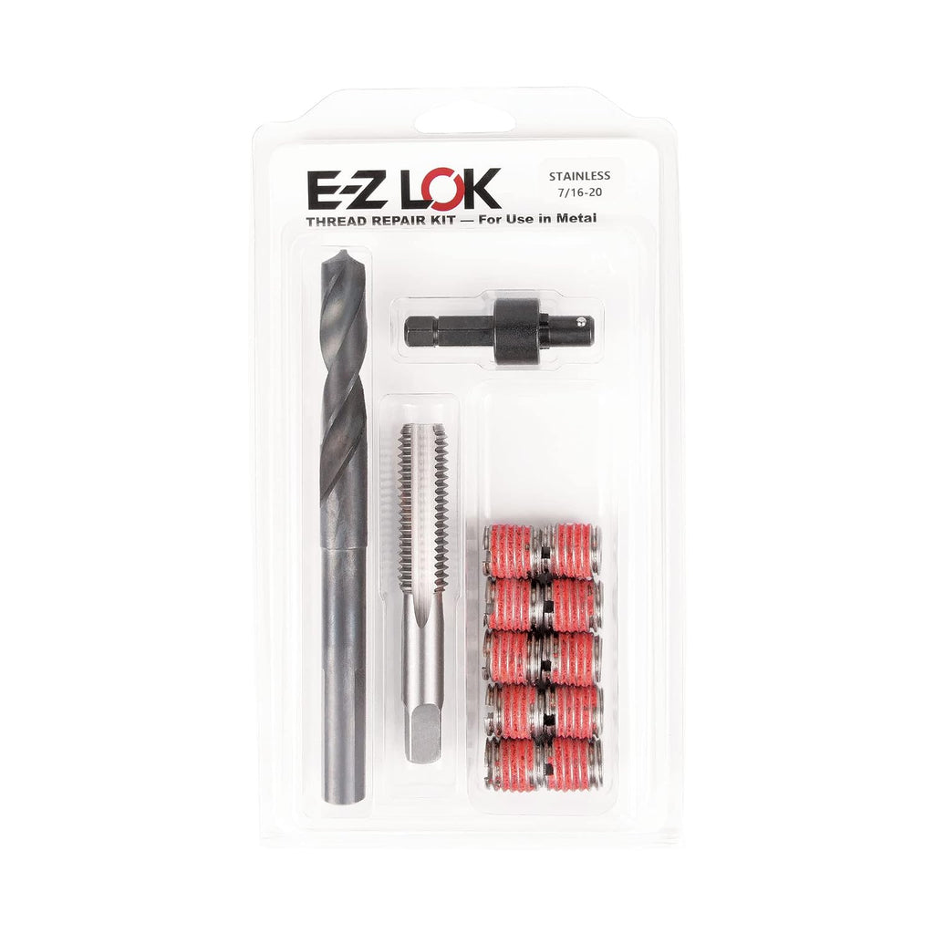 E-Z LOK Metal Thread Repair Kit Tool and Stainless Steel Threaded Inserts Standard Wall 7/16-20 x 5/8-11