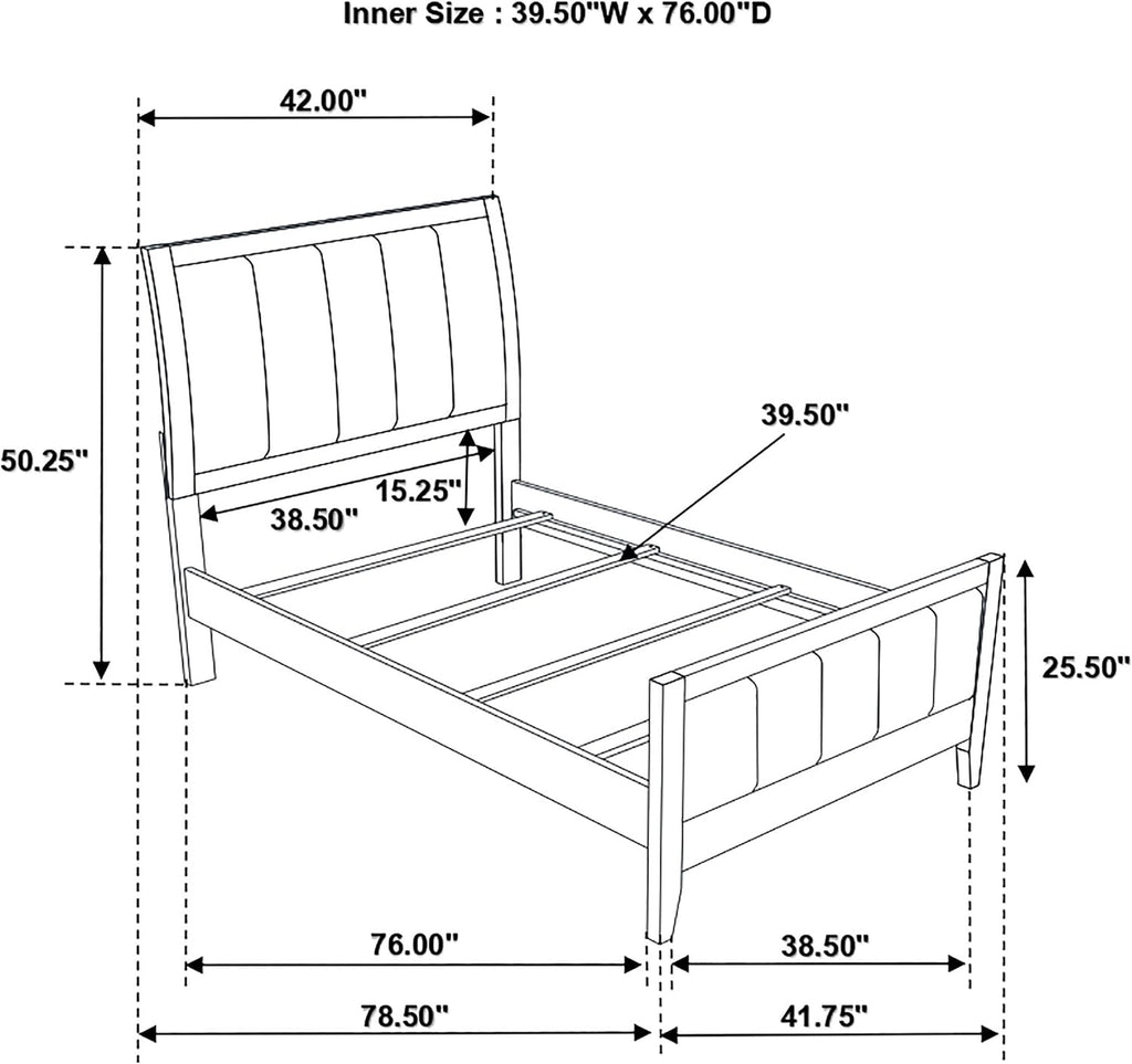 Coaster Home Furnishings Carlton Contemporary 5-Piece Bedroom Set Leatherette Upholstered Twin Size Panel Bed Frame 51-inch Headboard Cappuccino 202091T-S5