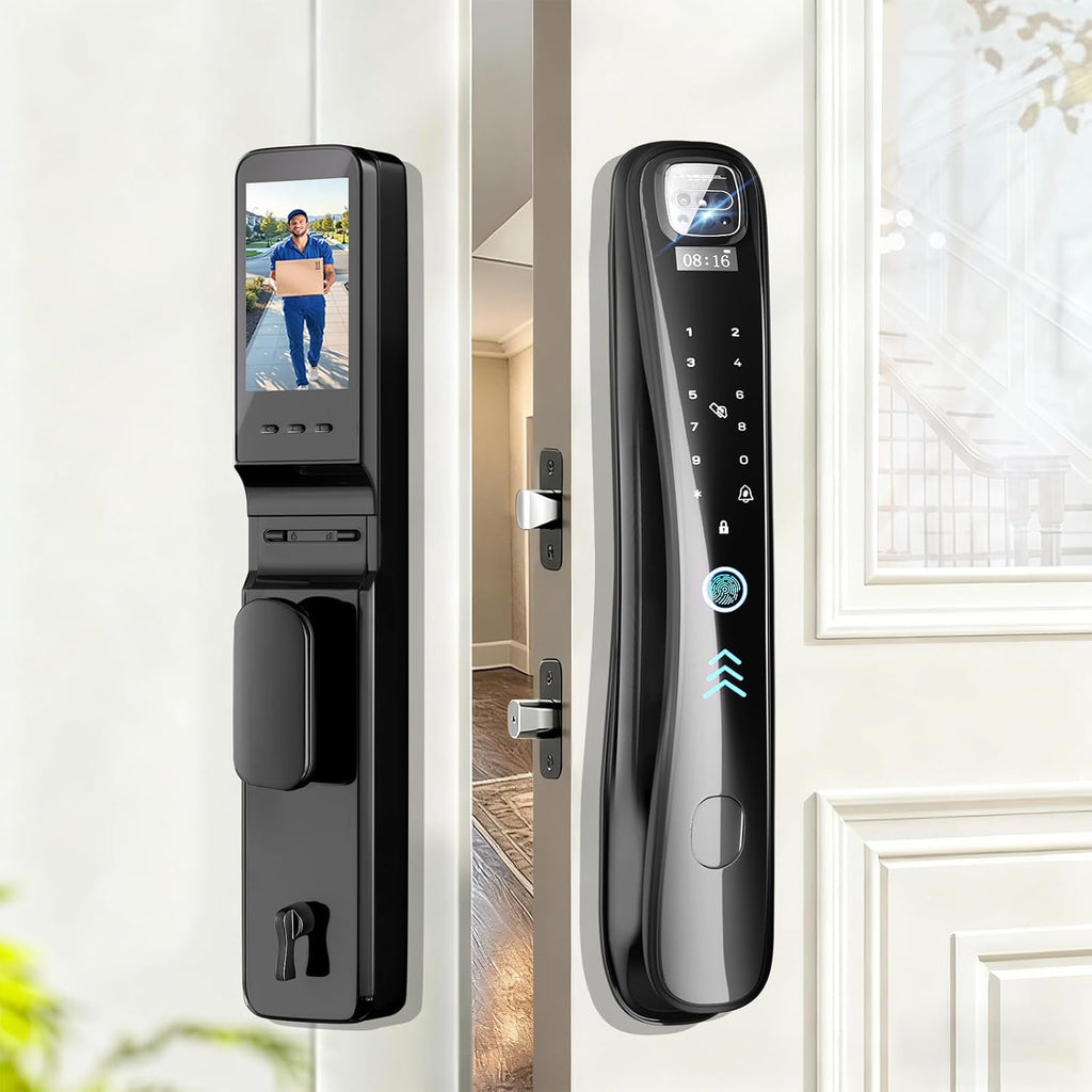 EIYSIE Smart Lock with Camera & Video Doorbell, 8-in-1 Keyless Entry Door Lock with Keypad, Smart Deadbolt for Front Door, Fingerprint Lock Built-in Wi-Fi, Voice Control & Remote Control, Two-Way Talk