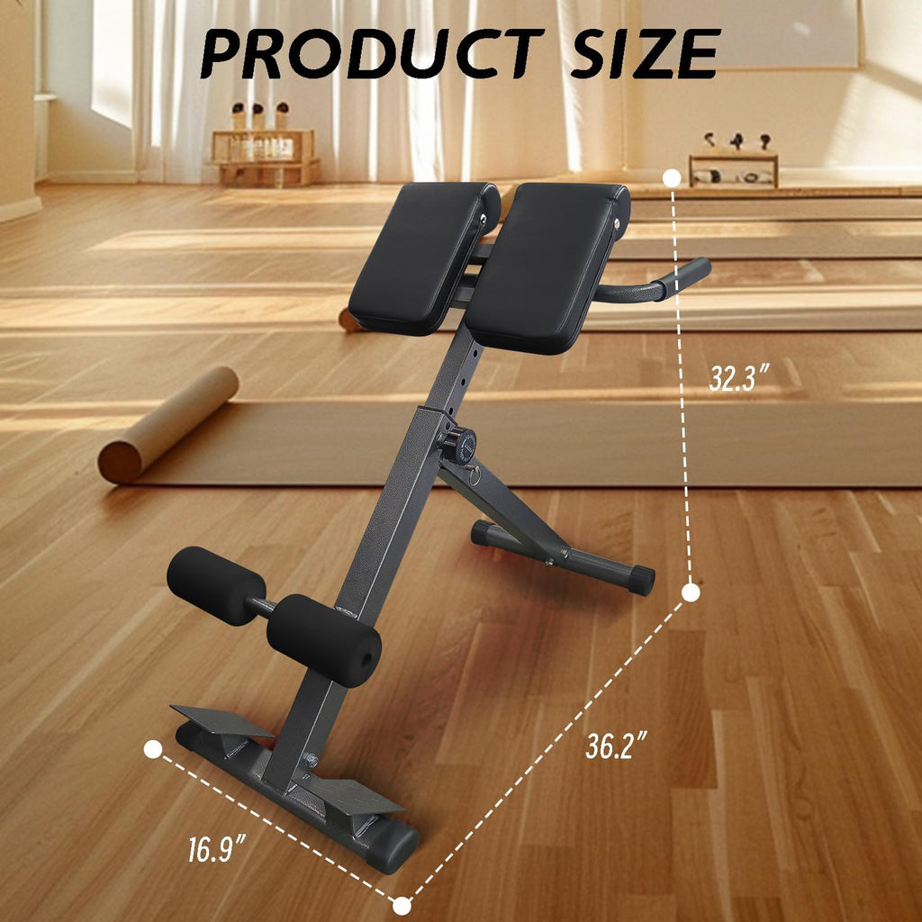 Hyperextension Roman Chair - Adjustable Bench Foldable Exercise Bench Back Extension Machine Roman Chair Exercise Equipment for Home