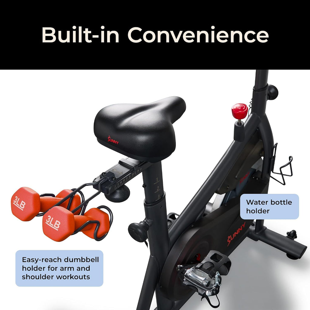 Sunny Health & Fitness Smart Magnetic Indoor Cycling Bike, Stationary Exercise Cardio Equipment, Free SunnyFit Training App