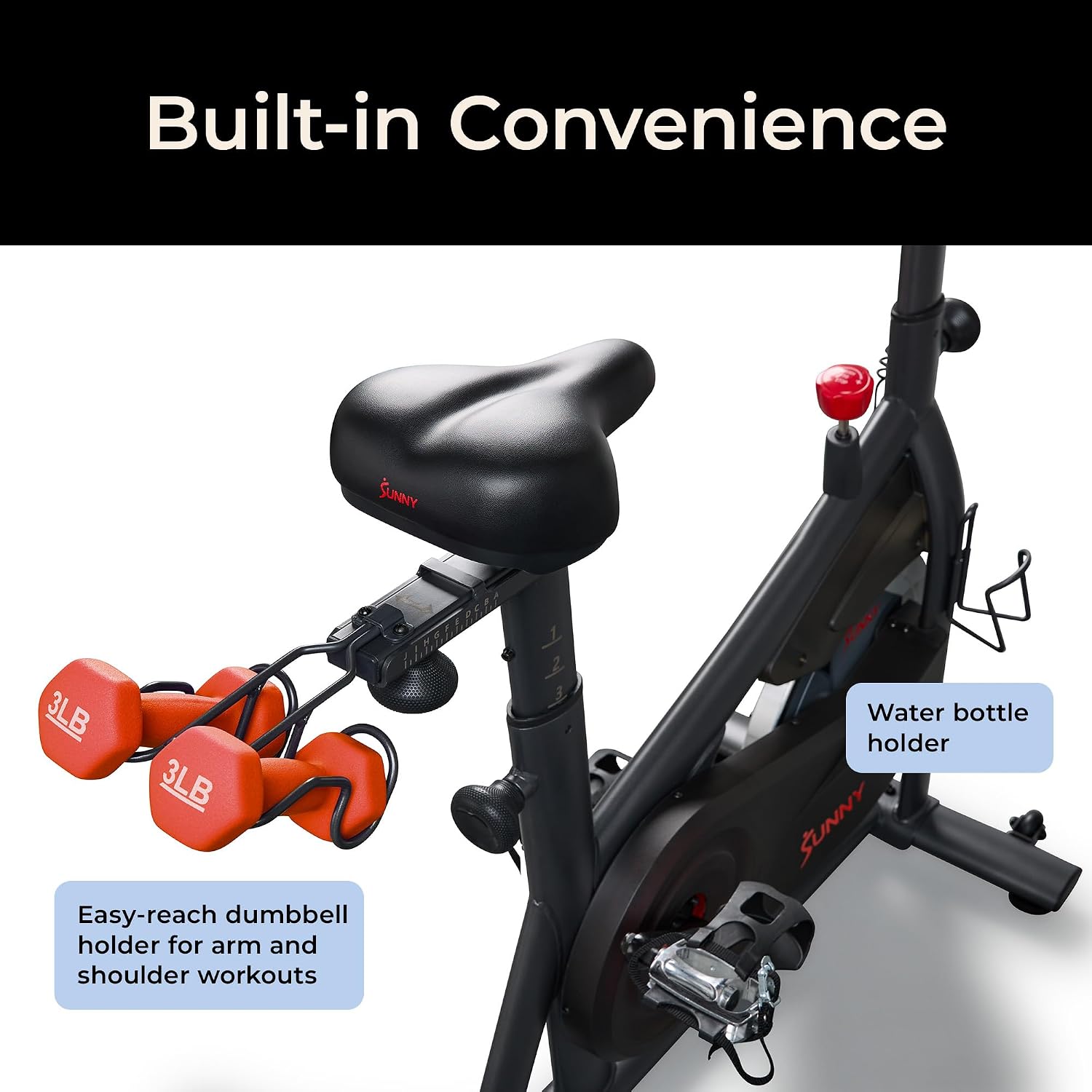 Sunny Health & Fitness Smart Magnetic Indoor Cycling Bike, Stationary Exercise Cardio Equipment, Free SunnyFit Training App