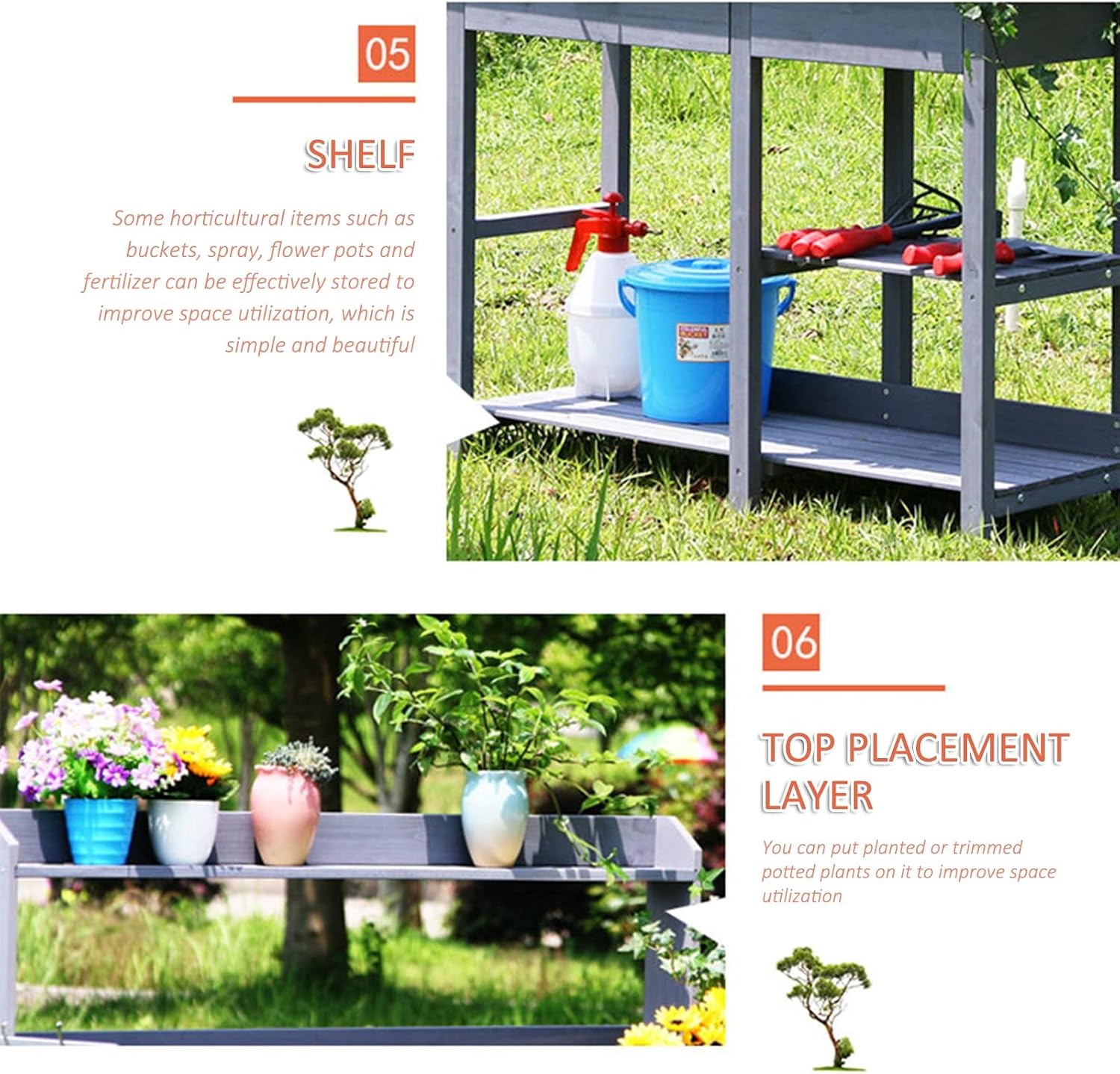 Planting Work Bench with Removable Sink with Storage Shelves and Drawer Gardening Bench Potting Table YCDJCS (Color : Blue, Size : 117x45x121cm)