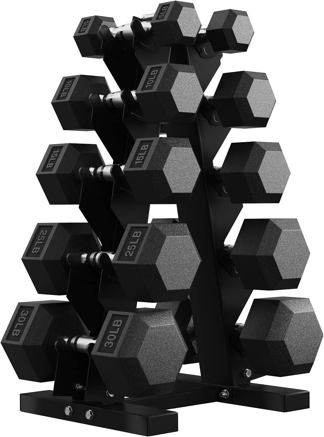 PAPABABE Hex Dumbbell Set with Rack, 85-560lb Rubber Encased Dumbbell Free Weights Dumbbells Set with Storage Rack, Hand Weights Set for Strength Training