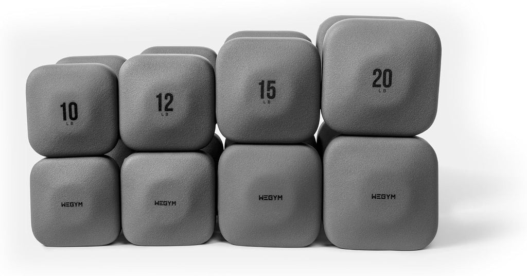 WeGym SafeGrip Square Dumbbells with Anti Slip Handles, Aesthetic Free Weights for Home Workouts, Stable Design Prevents Rolling during Floor Exercises - Set