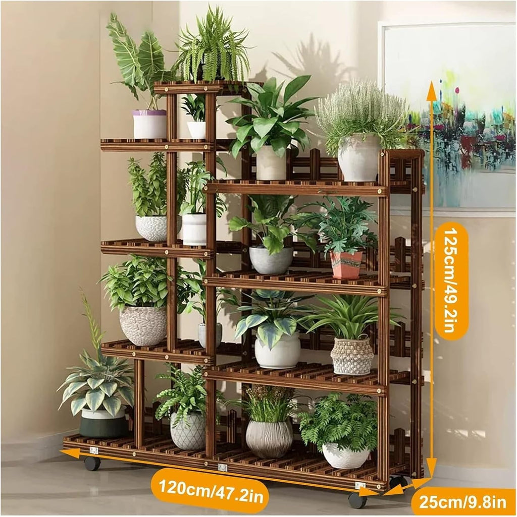 Potting Bench Table,Garden Potting Table, Plant Stand Indoor 5-Tier Tiered Plant Shelves Plant Rack Display Holder Planter Organizer for Garden Balcony Patio Bedroom Office, 120x25x125cm