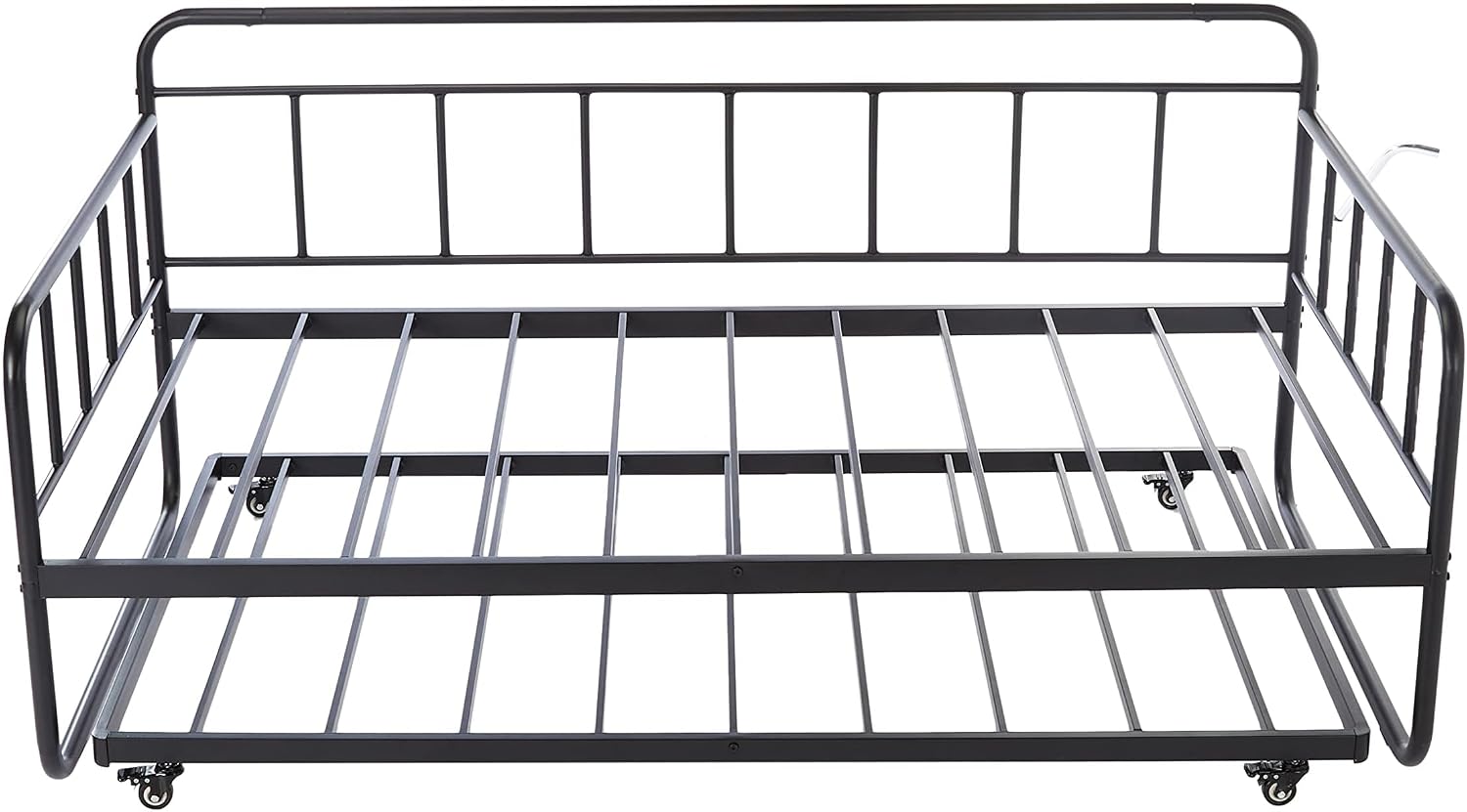 Amazon Basics Twin Daybed and Trundle Bed Frame Set, Space Saving Steel Slat Support, Easy Assembly, Twin Size, Black, 77.3 x 40 x 35.4 in