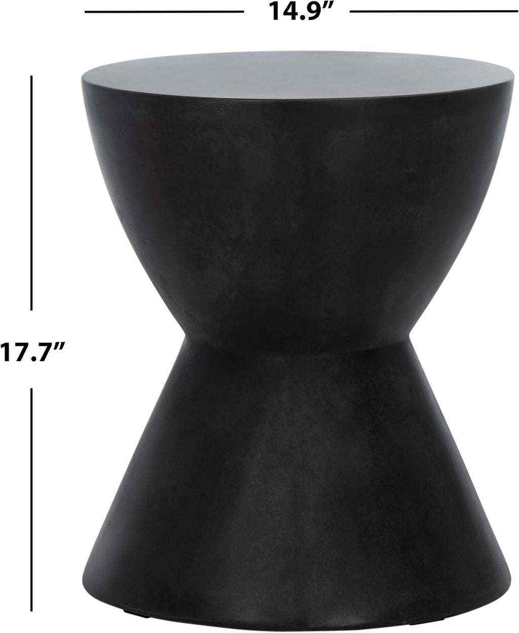 SAFAVIEH Outdoor - Athena Accent Stool - Black Concrete - Sculptural Drum Design - Ideal for Living Room, Patio, Deck, Sunroom, 14.9' W x 14.9' D x 17.7' H (VNN1011C)