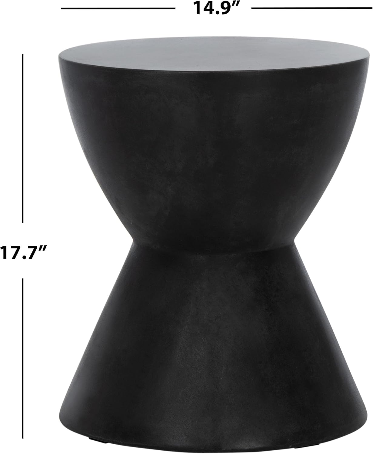 SAFAVIEH Outdoor - Athena Accent Stool - Black Concrete - Sculptural Drum Design - Ideal for Living Room, Patio, Deck, Sunroom, 14.9' W x 14.9' D x 17.7' H (VNN1011C)