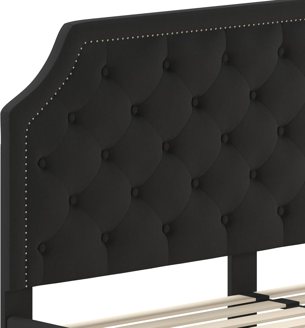 Flash Furniture Brighton King Size Tufted Upholstered Platform Bed in Black Fabric