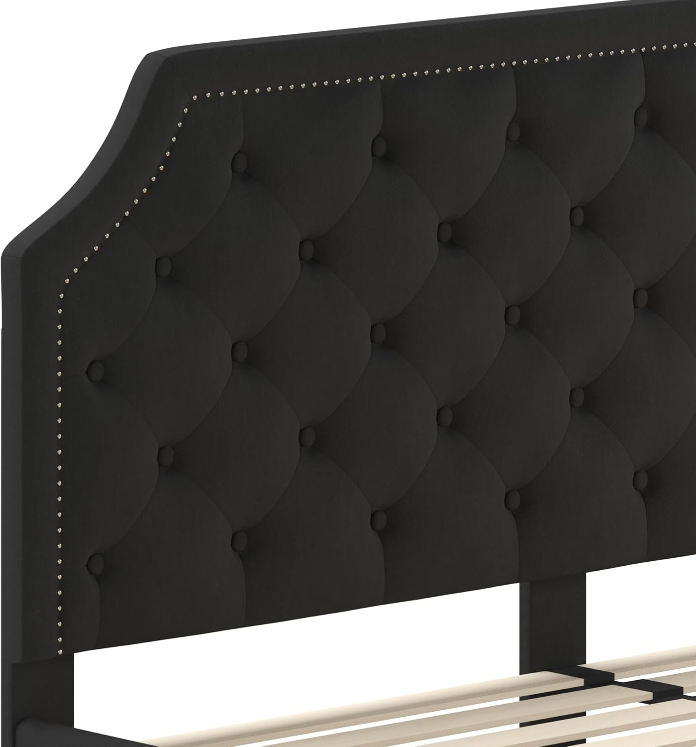 Flash Furniture Brighton King Size Tufted Upholstered Platform Bed in Black Fabric