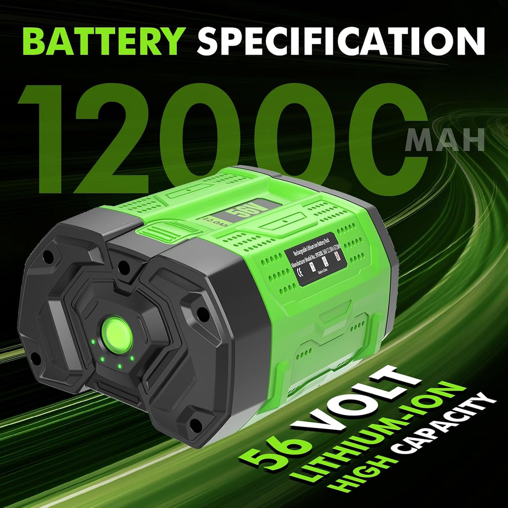 Upgrade to 12000mAh BA2800T High Capacity Replacement for EGO Battery Lithium Compatible with EGO 56 Volt Battery 12.0Ah BA4200 CS1604 CS1804 CS1403 HT2400 LB6504 LB5804 LB6500 LB4800 Cordless Tools