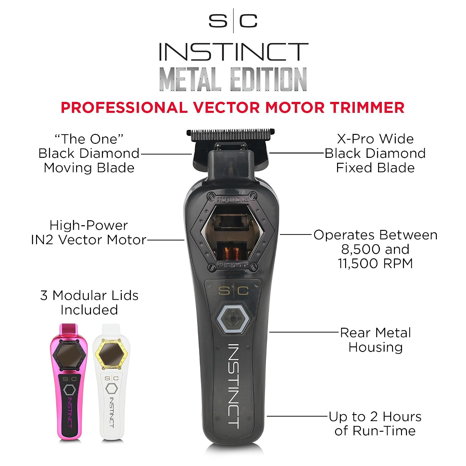 StyleCraft Instinct Professional Cordless Hair Trimmer with IN2 Vector Motor, Intuitive Torque Control & Precision Black Diamond Blades