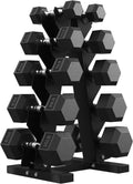 PAPABABE Hex Dumbbell Set with Rack, 85-560lb Rubber Encased Dumbbell Free Weights Dumbbells Set with Storage Rack, Hand Weights Set for Strength Training