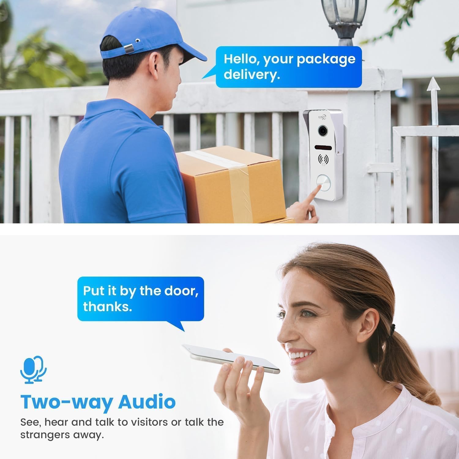 Wired Video Doorbell Apartment Intercom,7 inch Touch Screen Monitor 1080P Door Bell Camera TUYA Smart Home Door Phone Kits,3 in 1 Unlock RFID Card for Home Villa,32G (1 doorbell+3 Monitor)