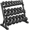 Rubber Hex Dumbbells with Rack 350/450/550 LBS - Free Weights Dumbbell Set Home Gym Equipment Exercise & Fitness Dumbbells for Strength Training