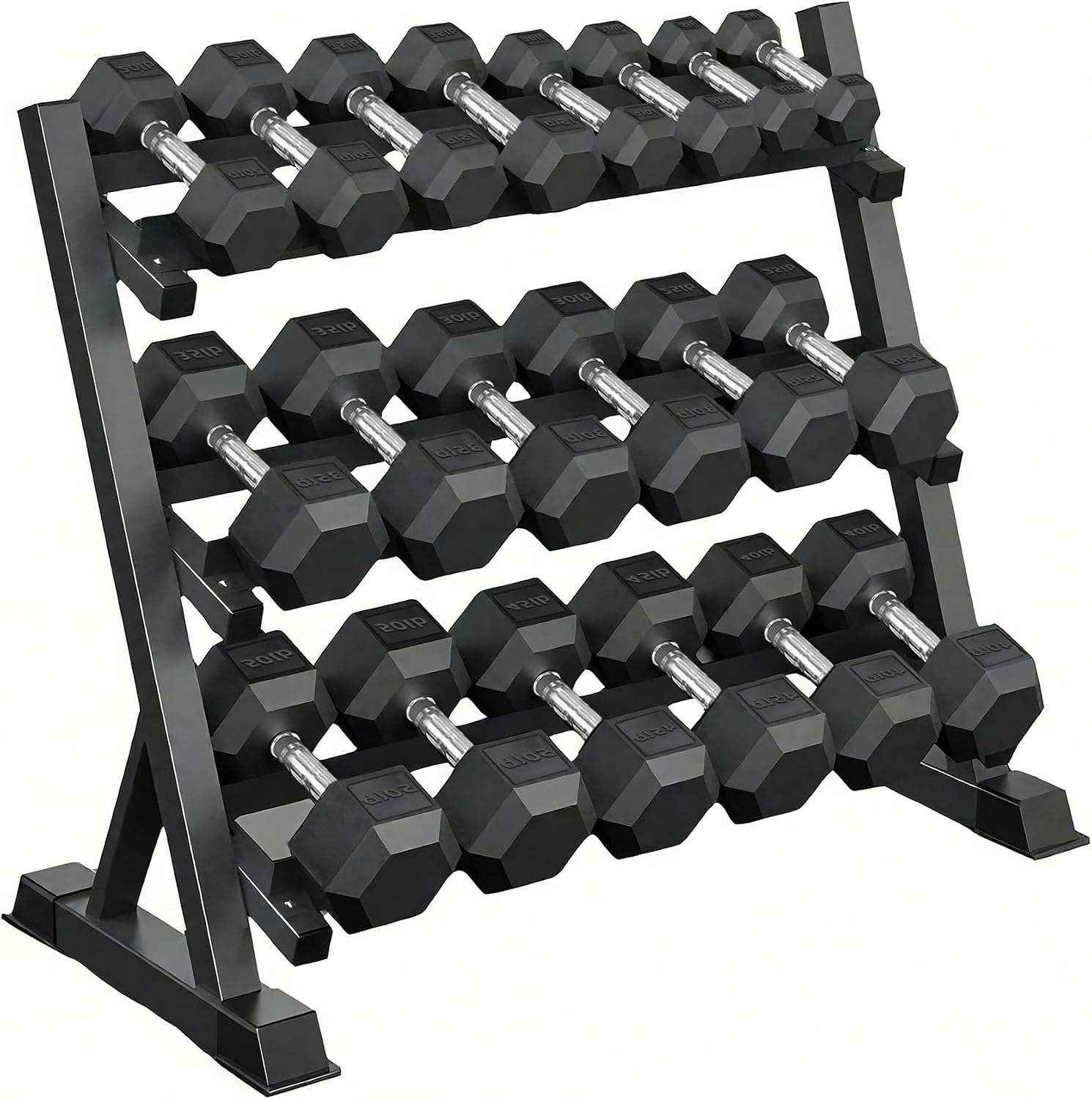 Rubber Hex Dumbbells with Rack 350/450/550 LBS - Free Weights Dumbbell Set Home Gym Equipment Exercise & Fitness Dumbbells for Strength Training